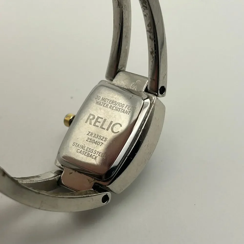 Relic Folio Silver-tone Black Dial St. Steel Women’s Fashion Watch New Battery